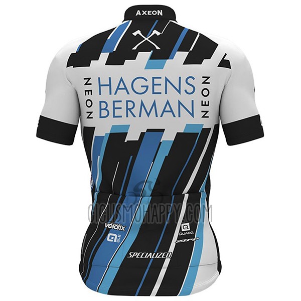 Axeon Hagens Berman Cycling Jersey Bib Short 2017 Men Short Sleeve White and Black